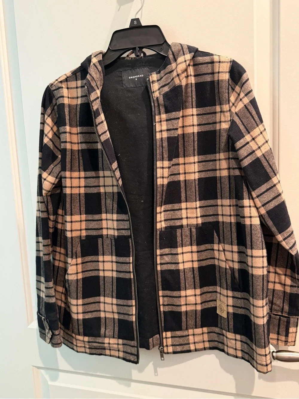Drop Dead Black & Tan Plaid Hooded Jacket